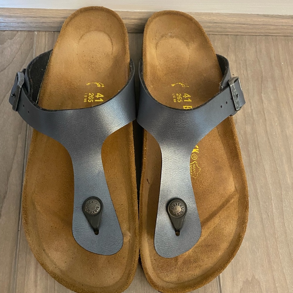 Birkenstock Gizeh Birko-Flor Ice Pearl Onyx Thong 41 US 10 EUC